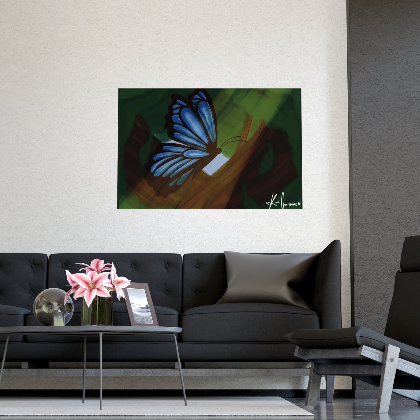 Horizontal Matte Poster - Blue Butterfly