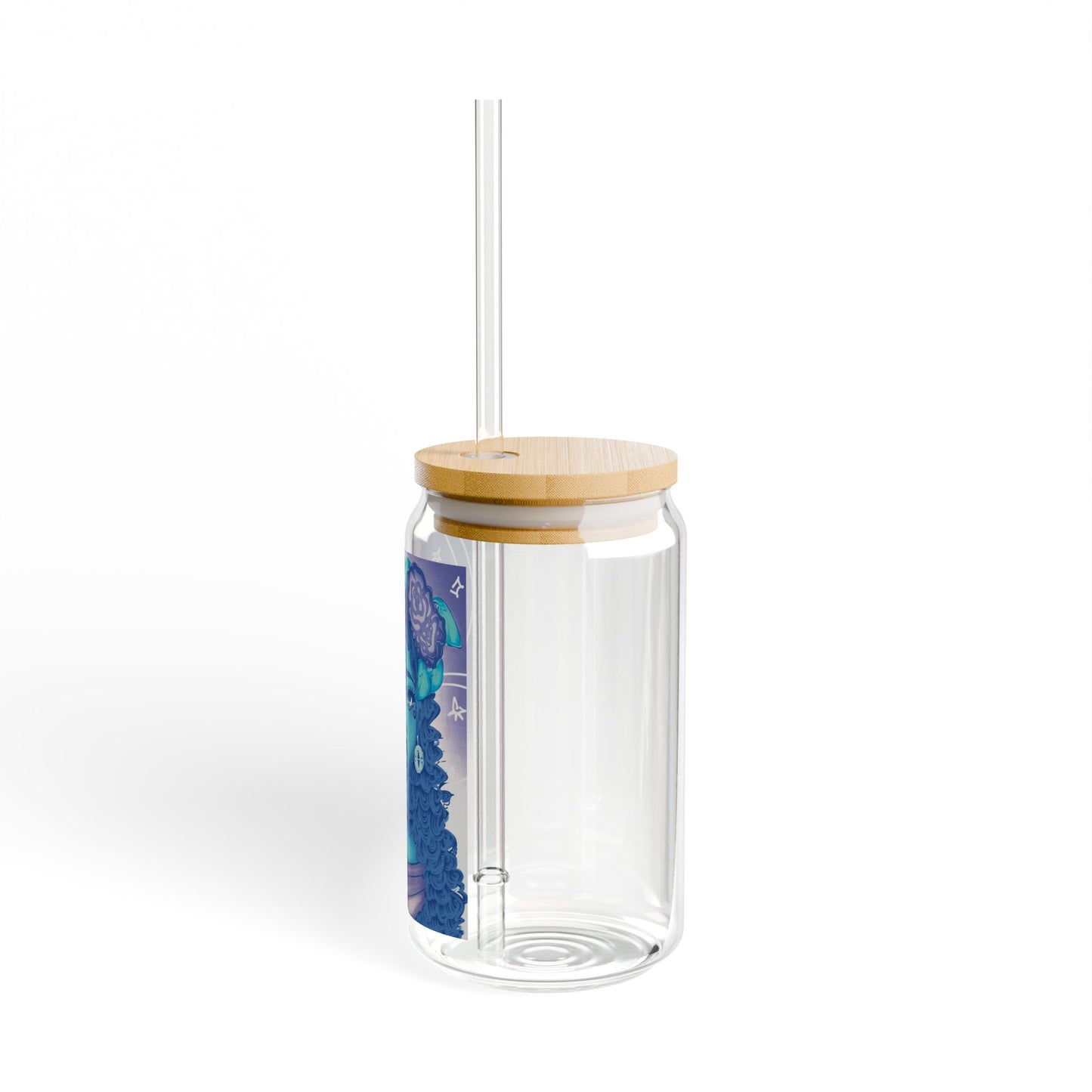 Sipper Glass, 16oz - Blue Rose