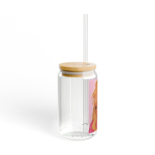 Sipper Glass, 16oz - Pink 90’s Girl