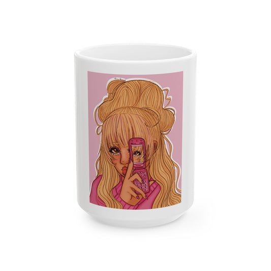 Ceramic Mug, (11oz, 15oz) - Pink 90’s Girl