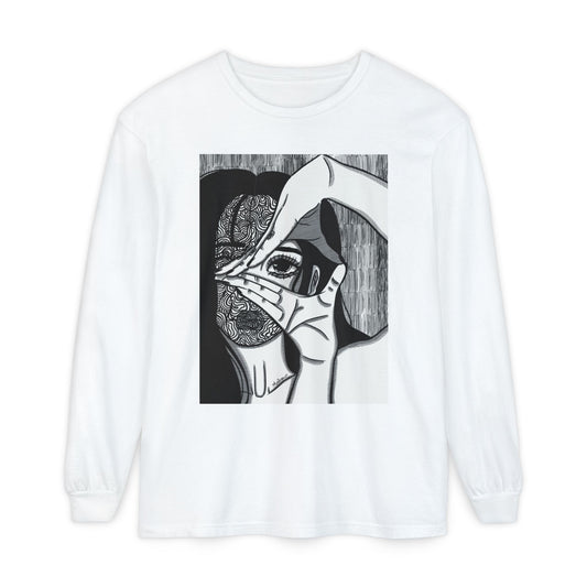 Unisex Garment-dyed Long Sleeve T-Shirt (Illusions)