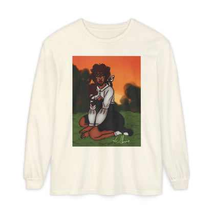 Unisex Garment-dyed Long Sleeve T-Shirt (Sunset)