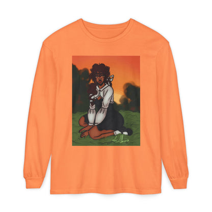 Unisex Garment-dyed Long Sleeve T-Shirt (Sunset)
