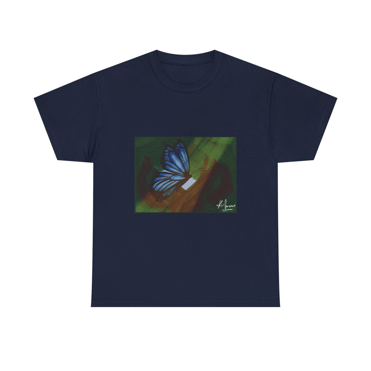 Unisex Heavy Cotton Tee (Blue Butterfly)