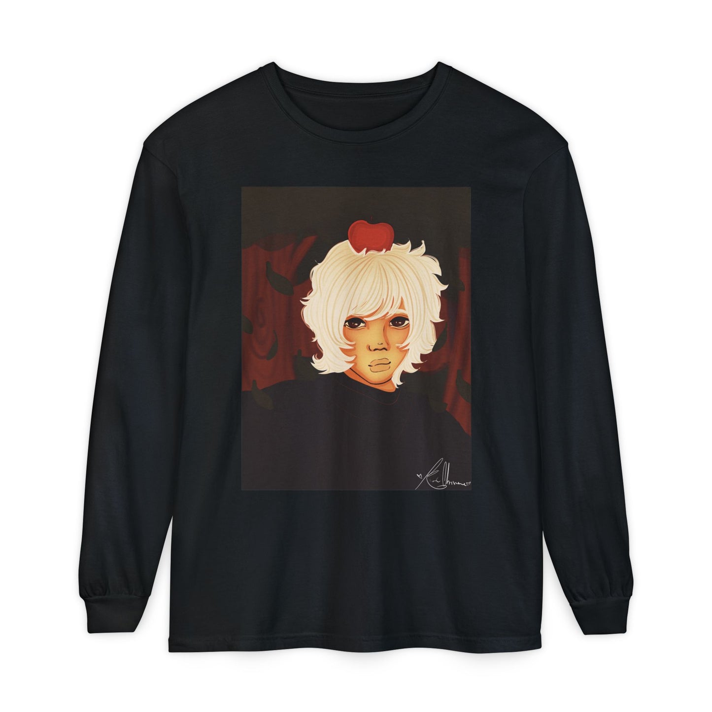 Unisex Garment-dyed Long Sleeve T-Shirt (Apple)