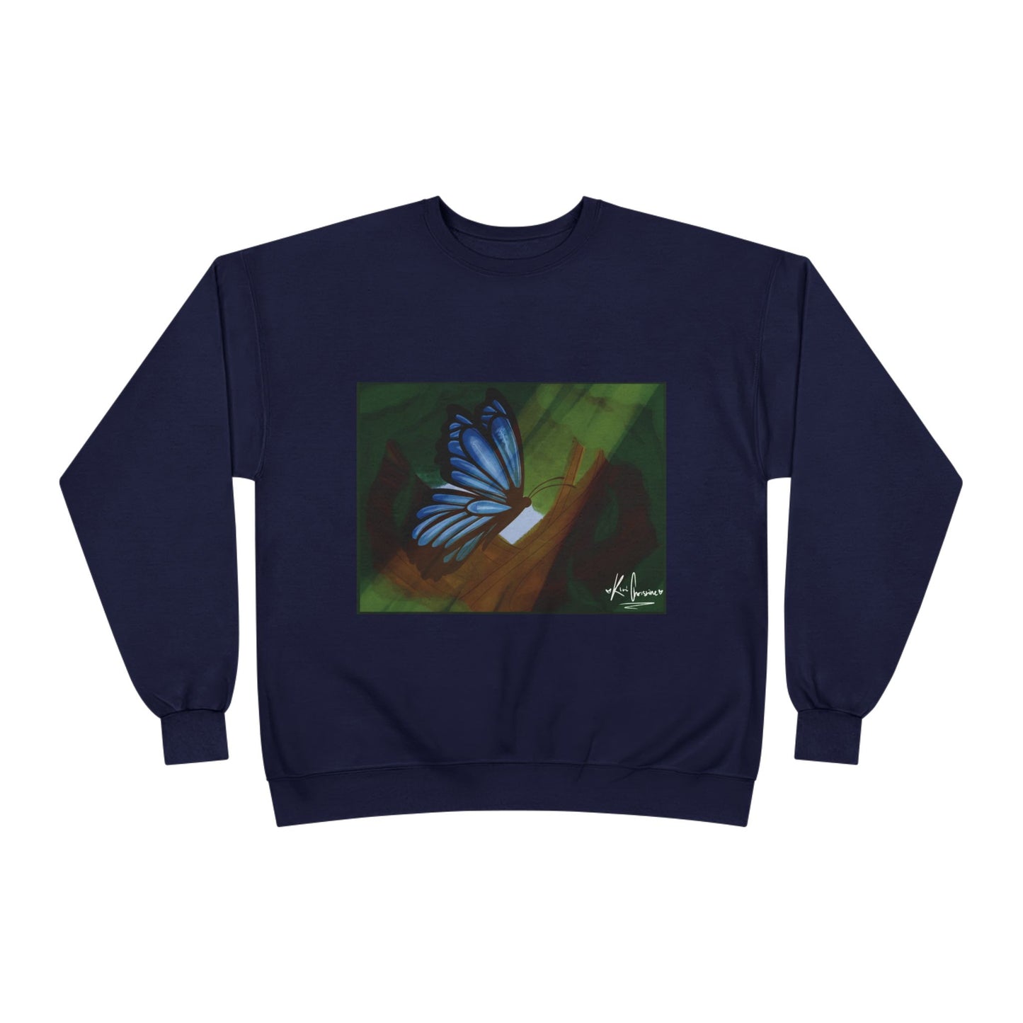 Unisex EcoSmart® Crewneck Sweatshirt (Blue Butterfly)