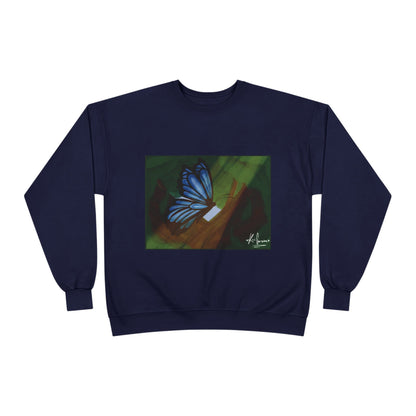 Unisex EcoSmart® Crewneck Sweatshirt (Blue Butterfly)