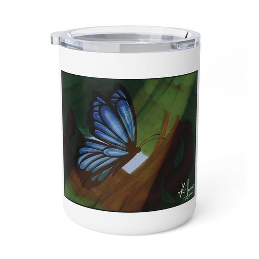 Insulated Coffee Mug, 10oz - Blue Butterfly