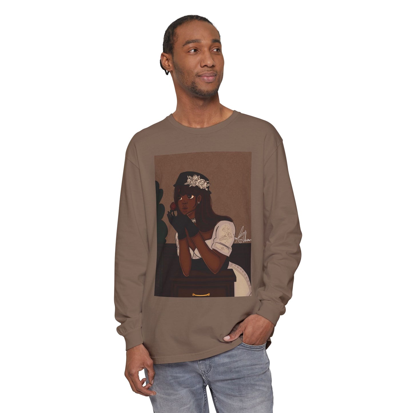 Unisex Garment-dyed Long Sleeve T-Shirt (My Humble Abode)
