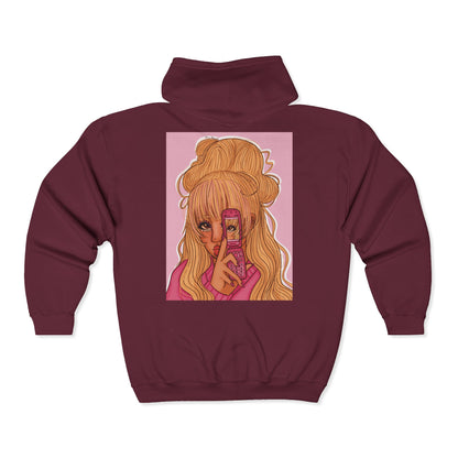 Unisex Zip Up Sweatshirt - Pink 90’s Girl