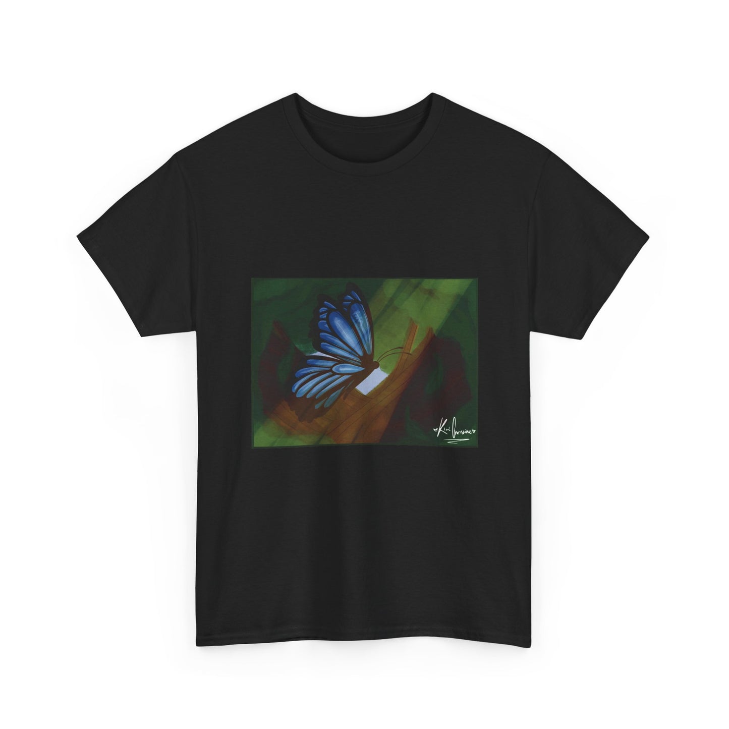 Unisex Heavy Cotton Tee (Blue Butterfly)