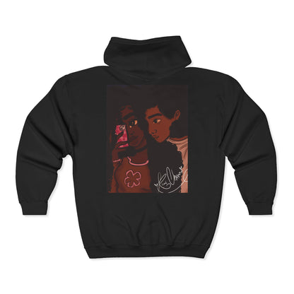 Unisex Zip Up Sweatshirt - Black Love