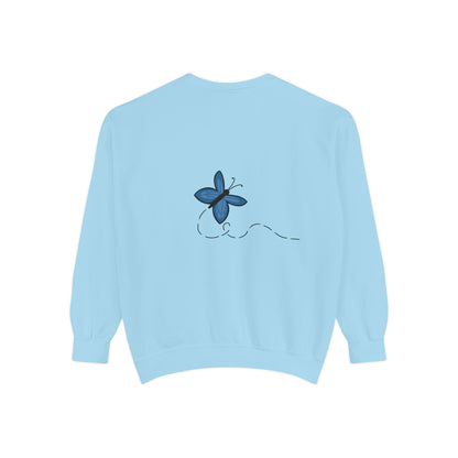 Unisex Garment-Dyed Sweatshirt (Blue Butterfly)
