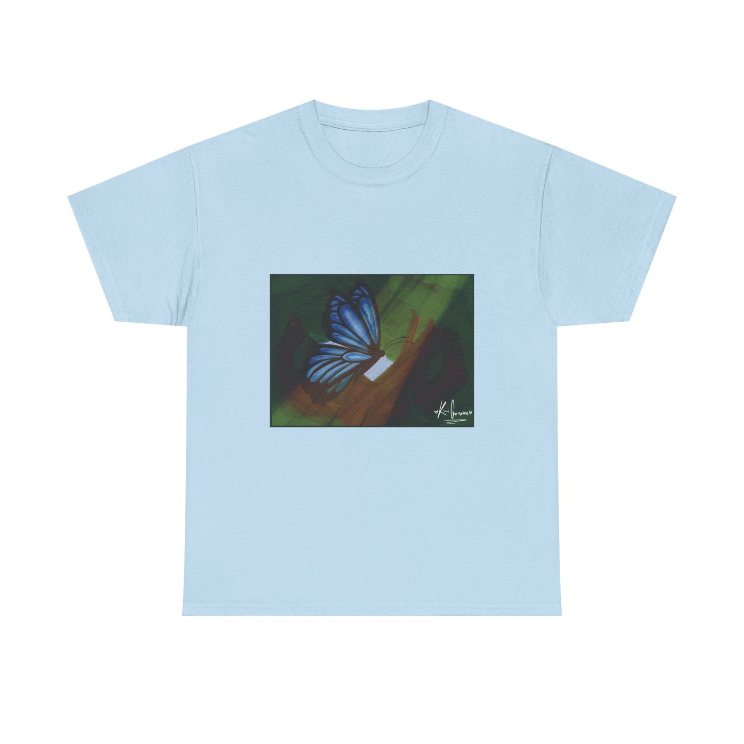 Unisex Heavy Cotton Tee (Blue Butterfly)