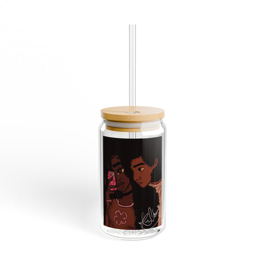 Sipper Glass, 16oz - Black Love