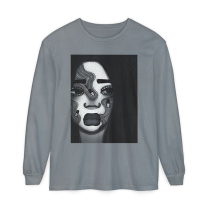 Unisex Garment-dyed Long Sleeve T-Shirt (Addiction)