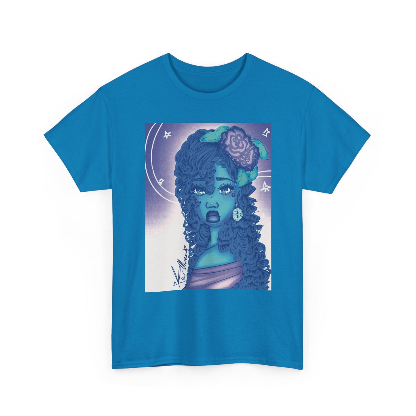 Unisex Heavy Cotton Tee (Blue Rose)