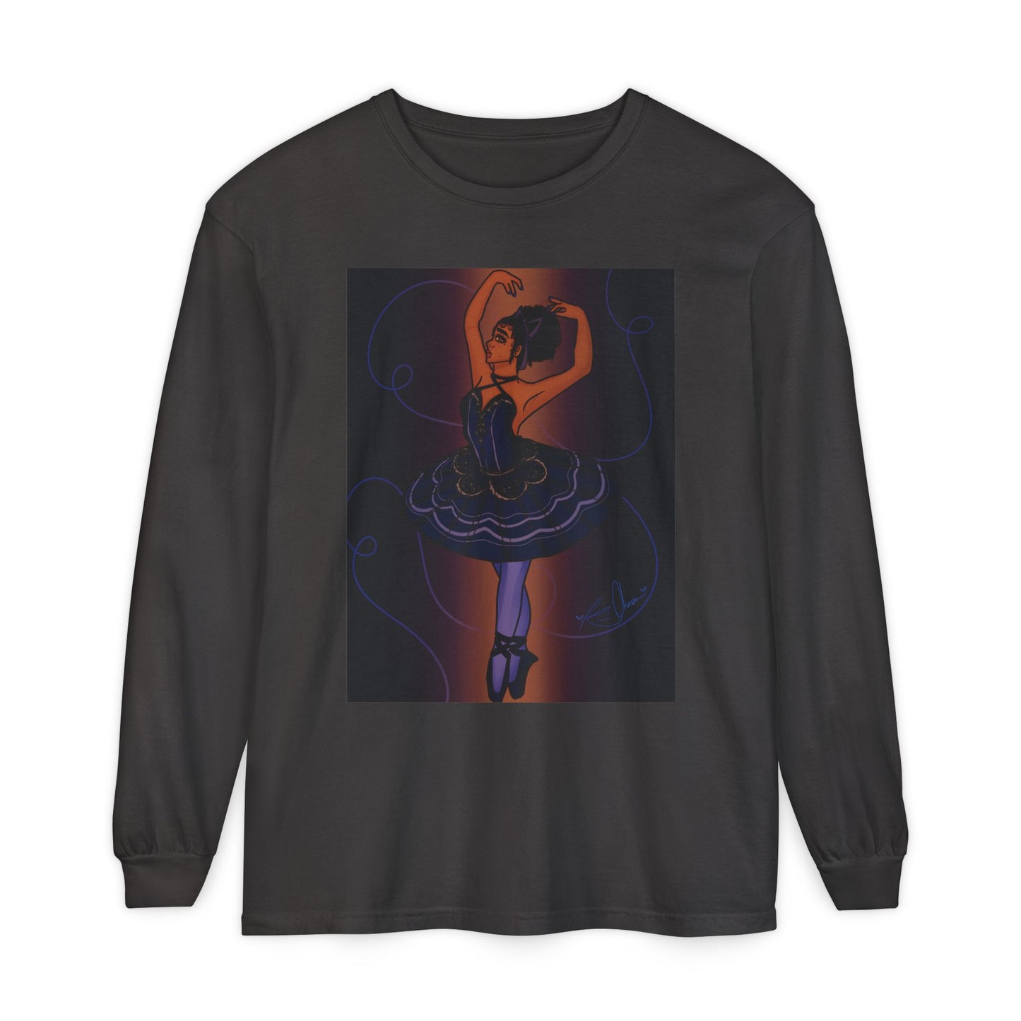 Unisex Garment-dyed Long Sleeve T-Shirt (Ballerina)