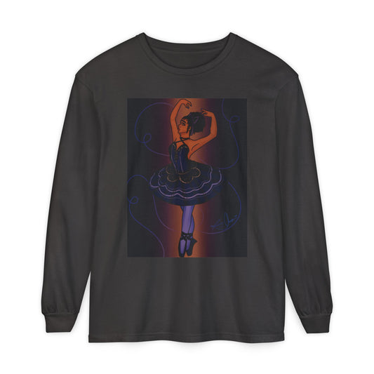 Unisex Garment-dyed Long Sleeve T-Shirt (Ballerina)