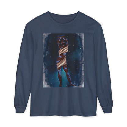 Unisex Garment-dyed Long Sleeve T-Shirt (Space)