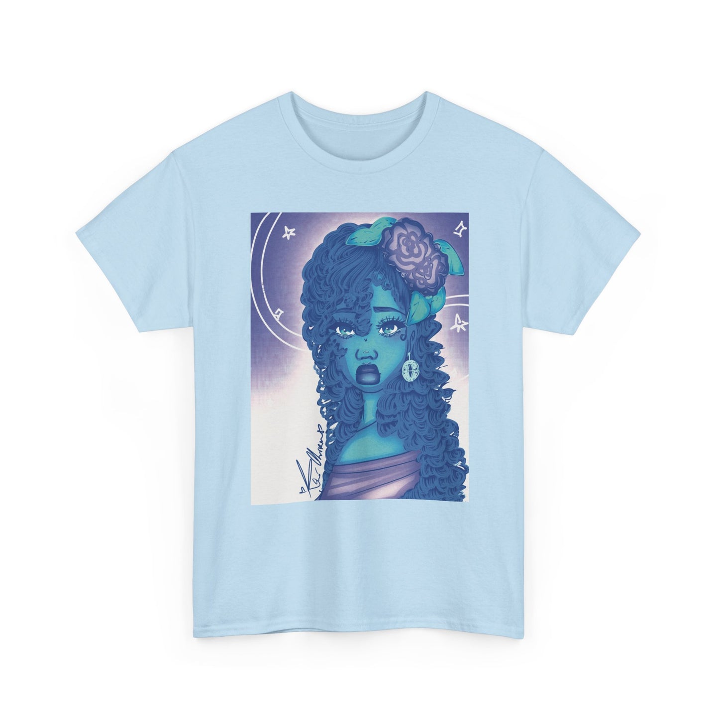 Unisex Heavy Cotton Tee (Blue Rose)