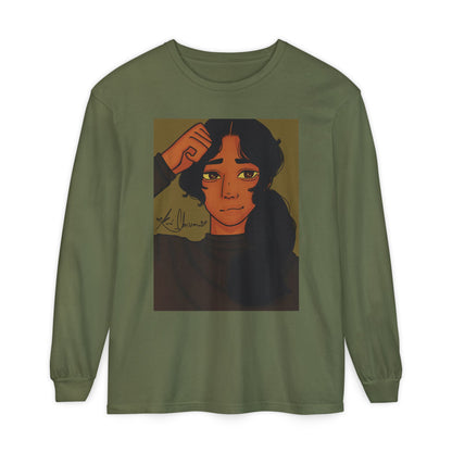 Unisex Garment-dyed Long Sleeve T-Shirt (Greene)
