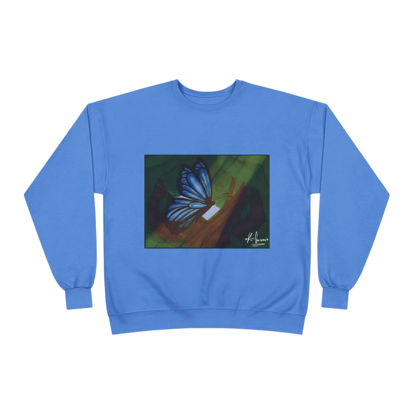 Unisex EcoSmart® Crewneck Sweatshirt (Blue Butterfly)