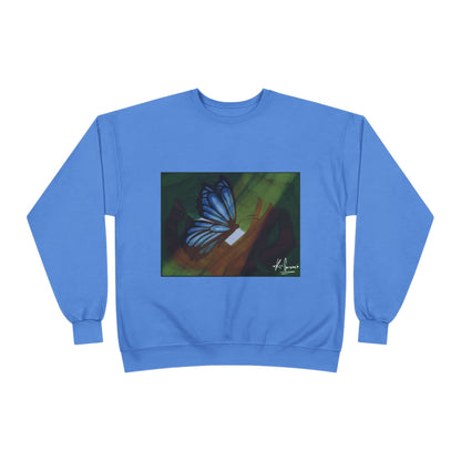Unisex EcoSmart® Crewneck Sweatshirt (Blue Butterfly)