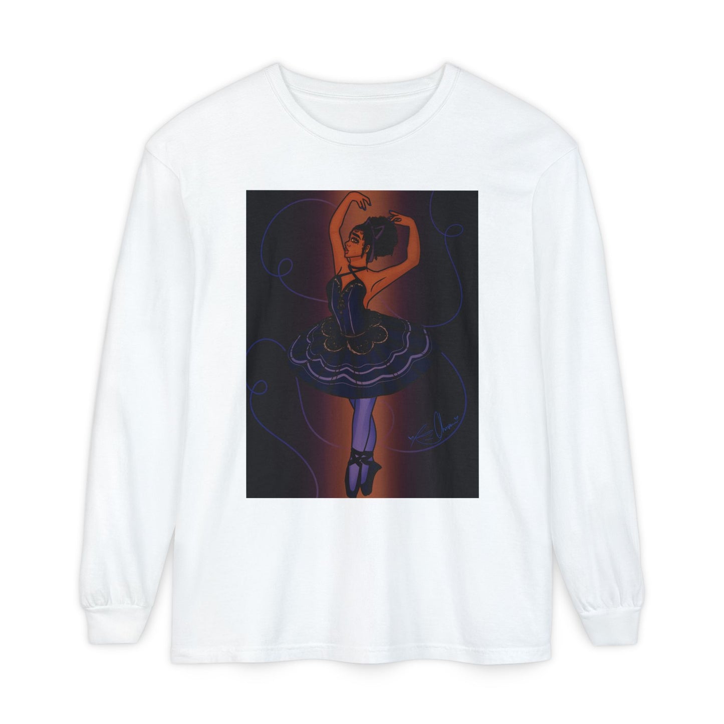 Unisex Garment-dyed Long Sleeve T-Shirt (Ballerina)