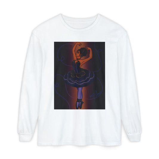 Unisex Garment-dyed Long Sleeve T-Shirt (Ballerina)