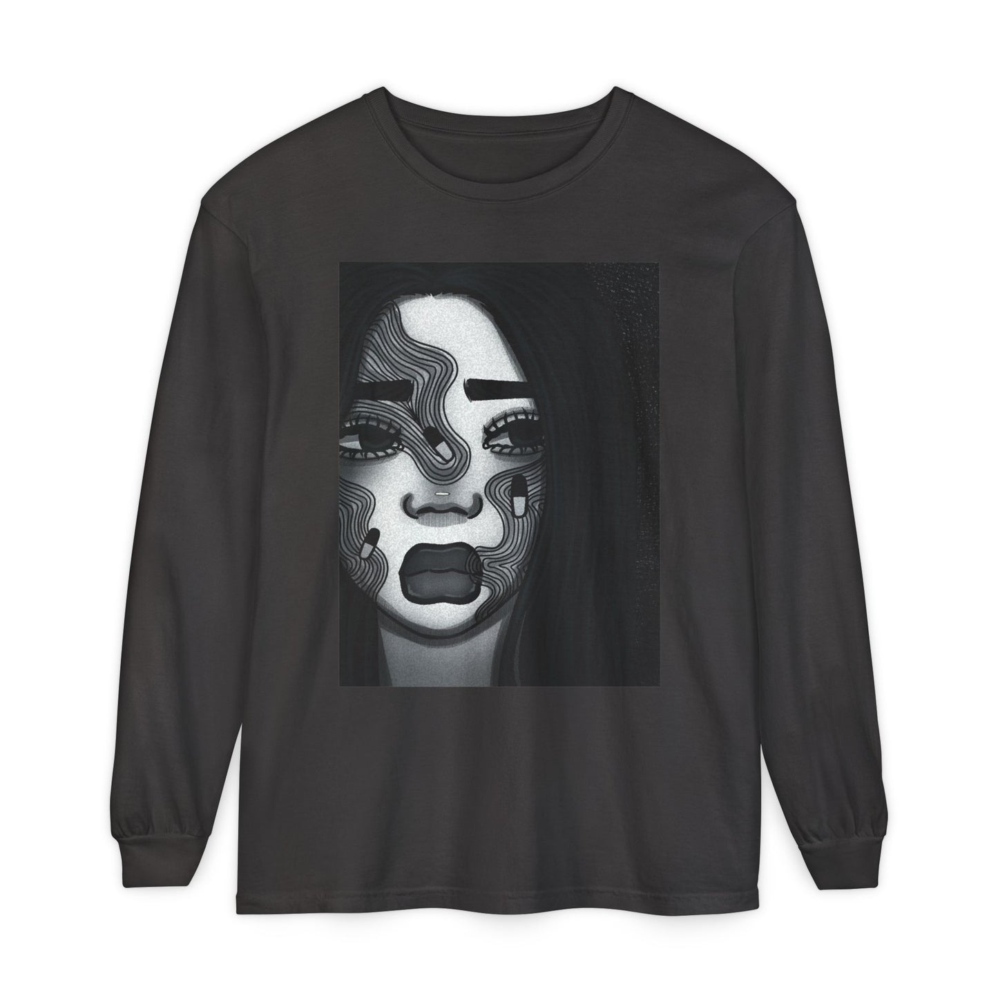 Unisex Garment-dyed Long Sleeve T-Shirt (Addiction)
