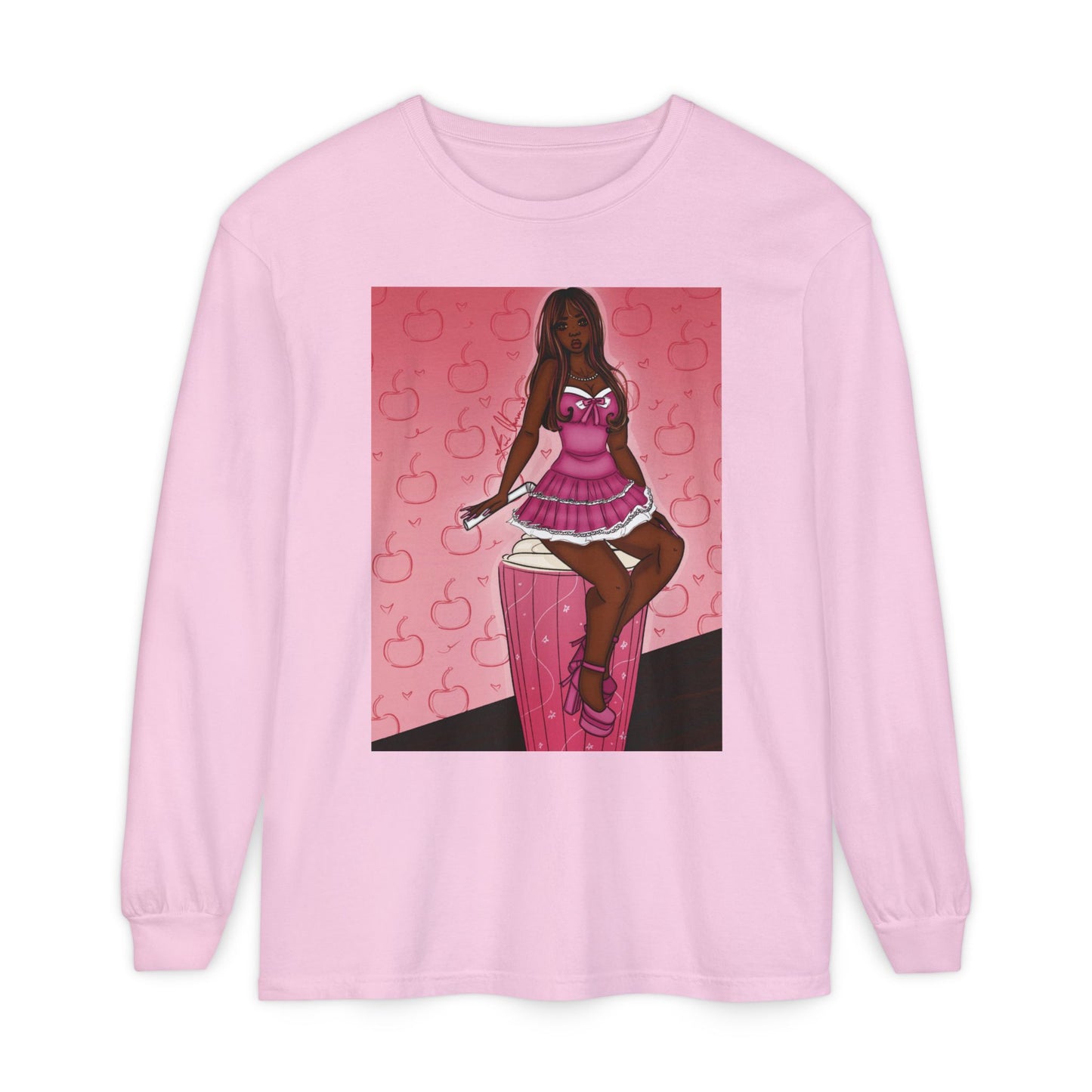 Unisex Garment-dyed Long Sleeve T-Shirt (Milkshake)