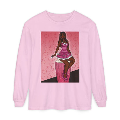 Unisex Garment-dyed Long Sleeve T-Shirt (Milkshake)