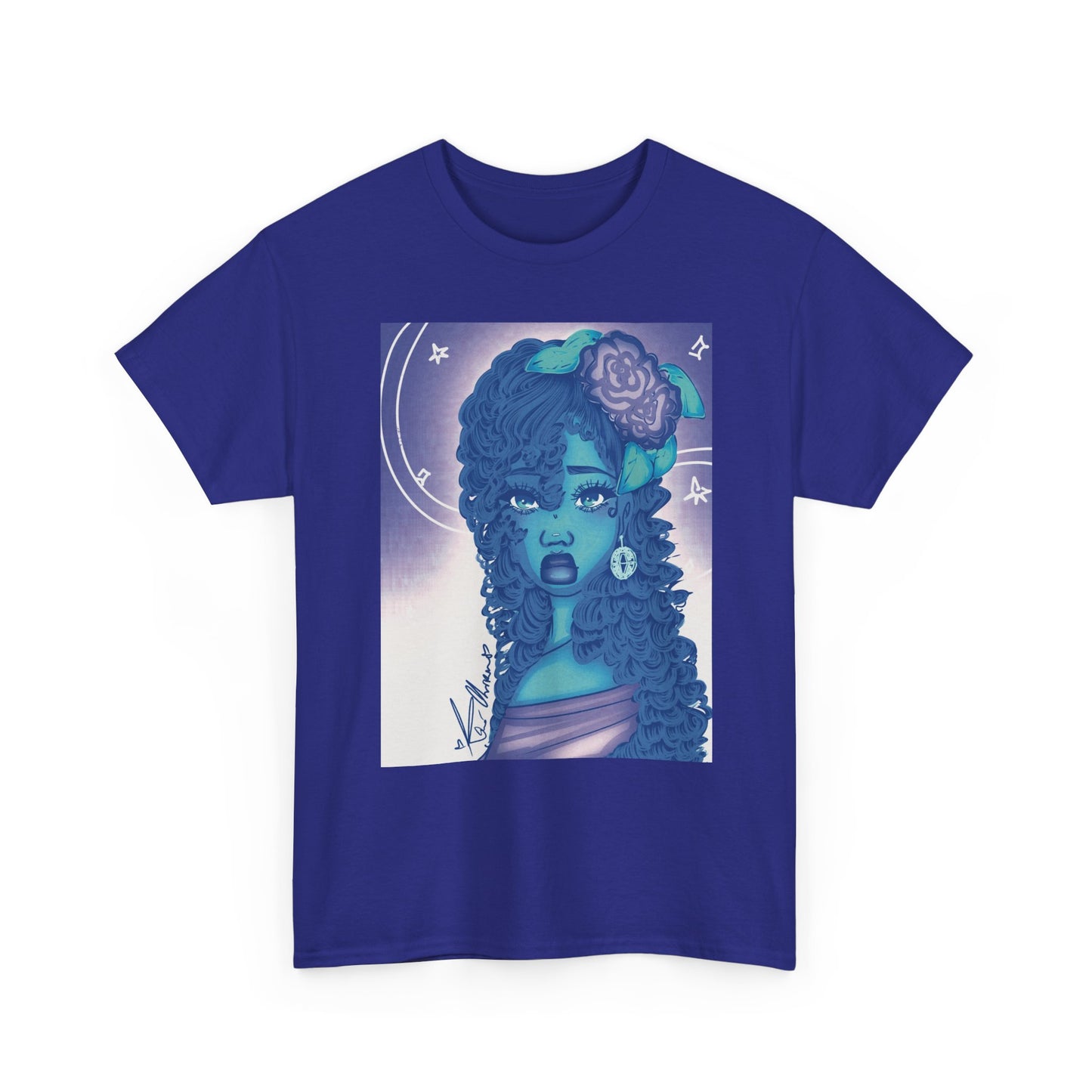 Unisex Heavy Cotton Tee (Blue Rose)