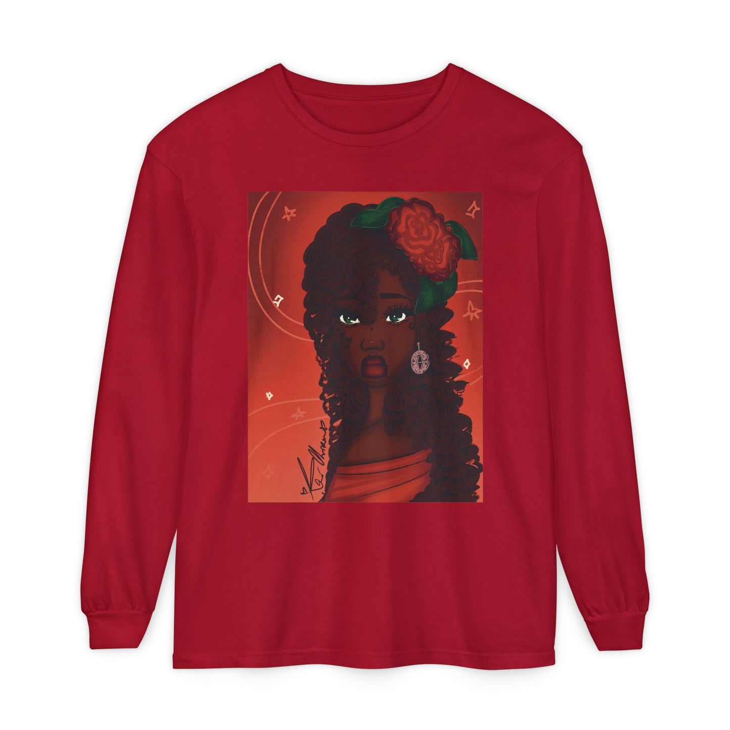 Unisex Garment-dyed Long Sleeve T-Shirt (Rose)