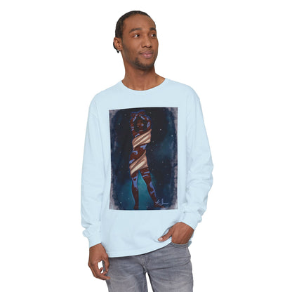 Unisex Garment-dyed Long Sleeve T-Shirt (Space)