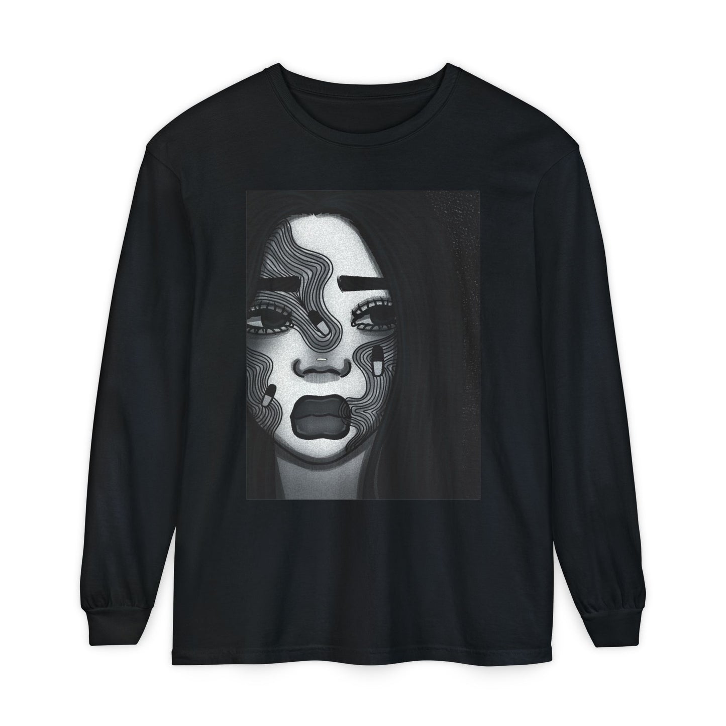 Unisex Garment-dyed Long Sleeve T-Shirt (Addiction)