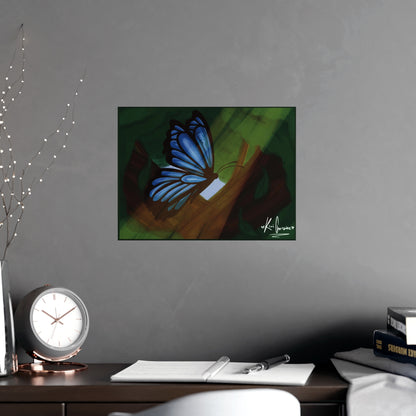 Horizontal Matte Poster - Blue Butterfly