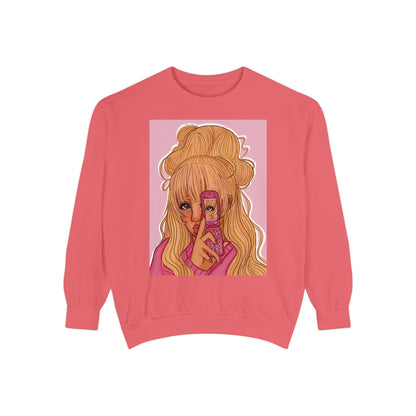 Unisex Garment-Dyed Sweatshirt (Pink 90‘s Girl)