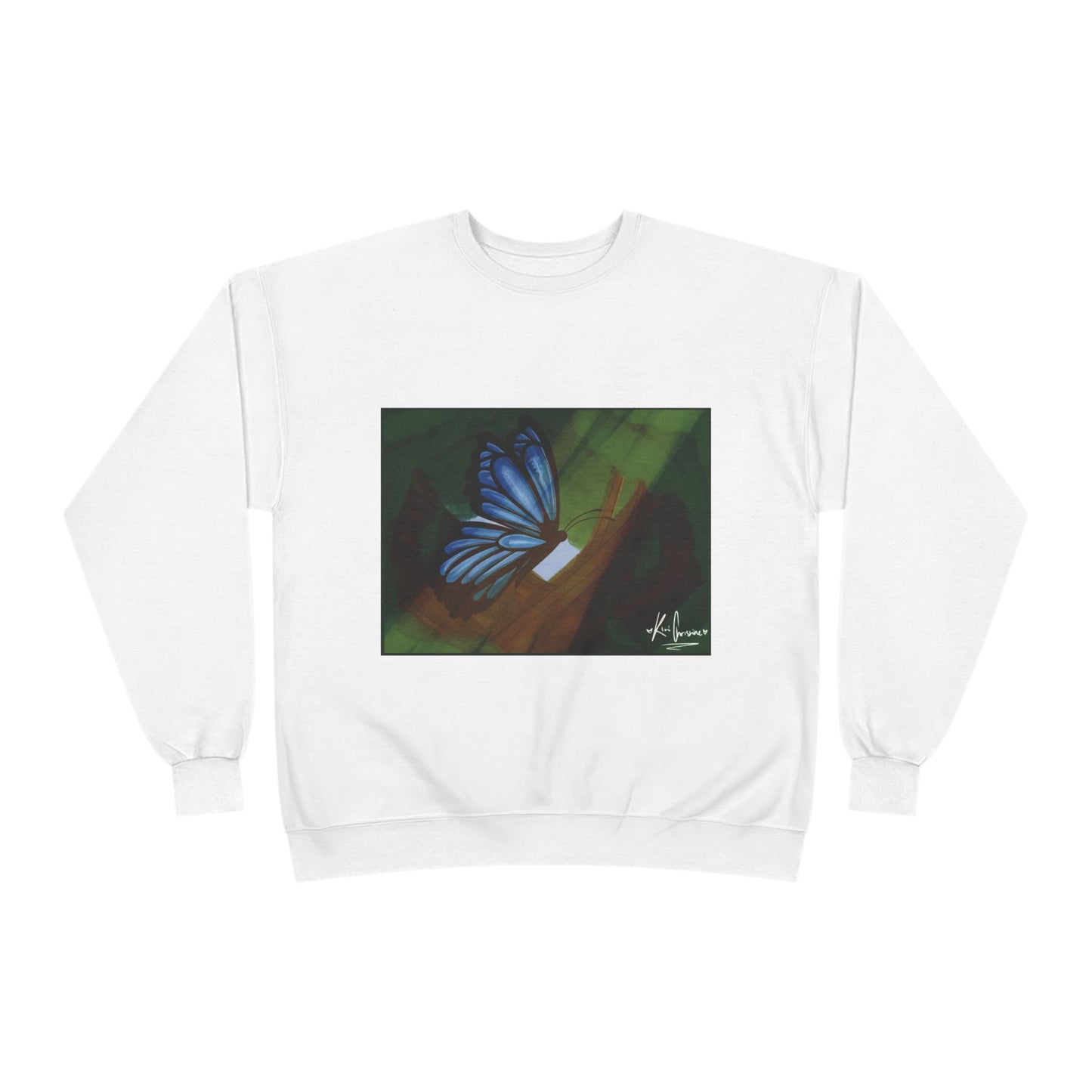 Unisex EcoSmart® Crewneck Sweatshirt (Blue Butterfly)