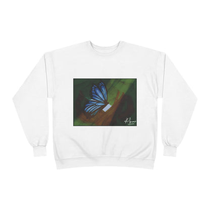 Unisex EcoSmart® Crewneck Sweatshirt (Blue Butterfly)