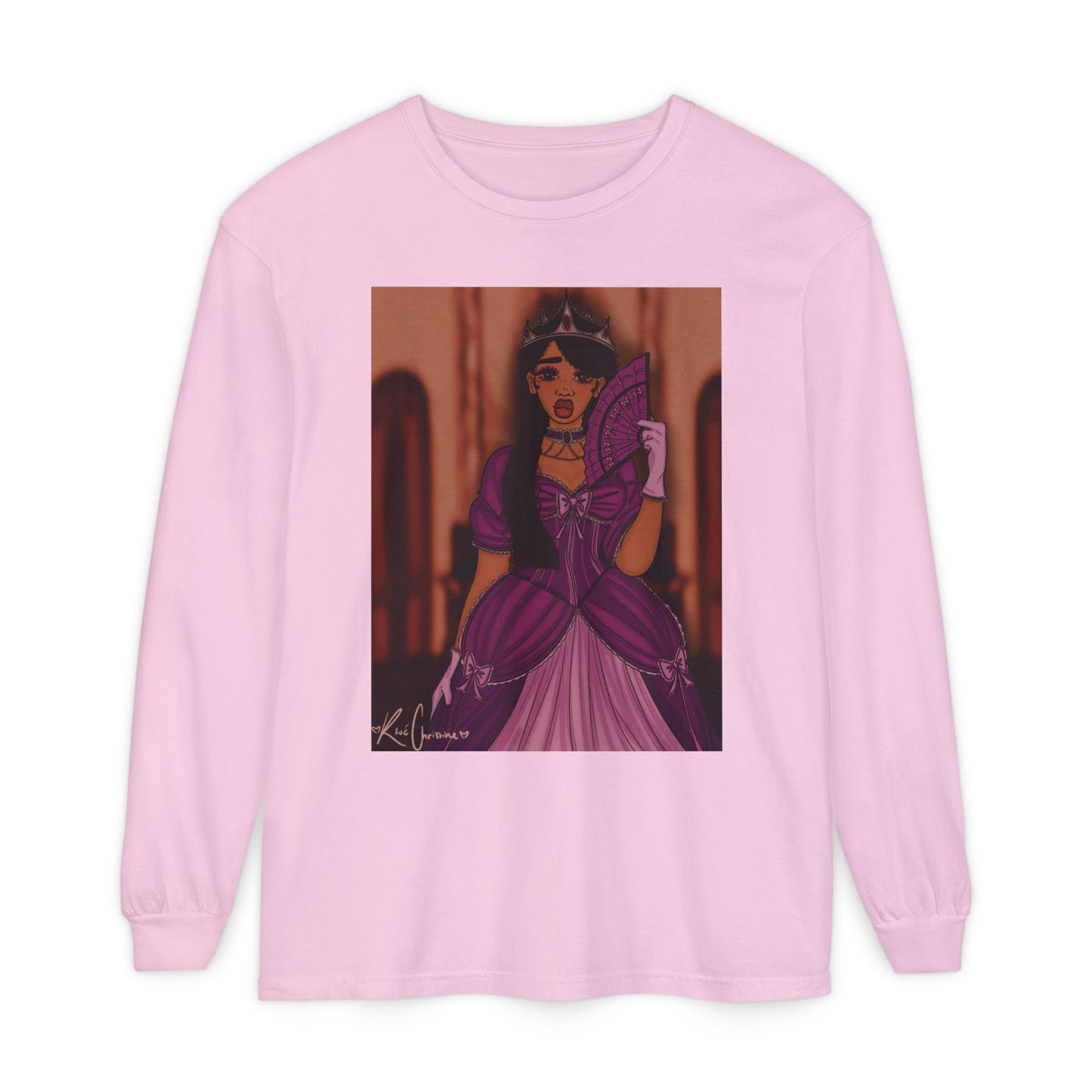 Unisex Garment-dyed Long Sleeve T-Shirt (Princess)