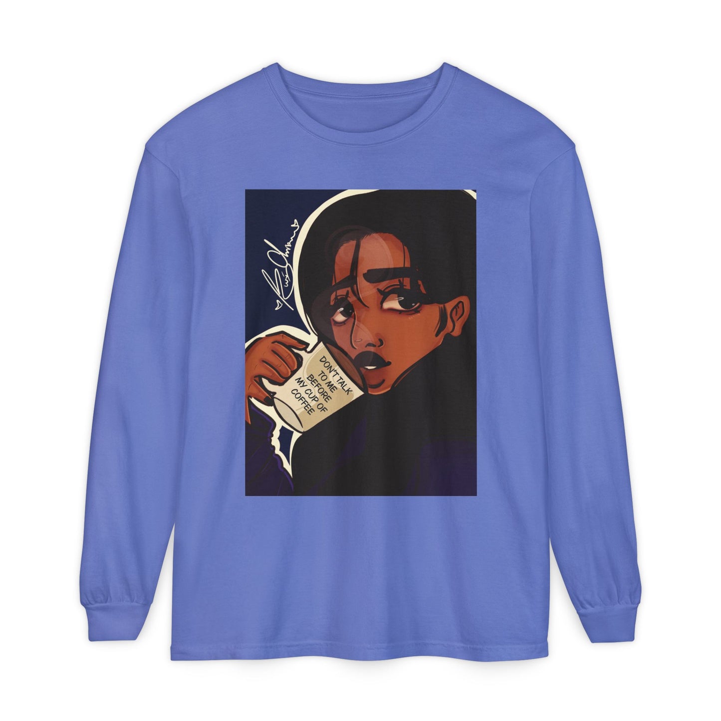Unisex Garment-dyed Long Sleeve T-Shirt (Coffee)