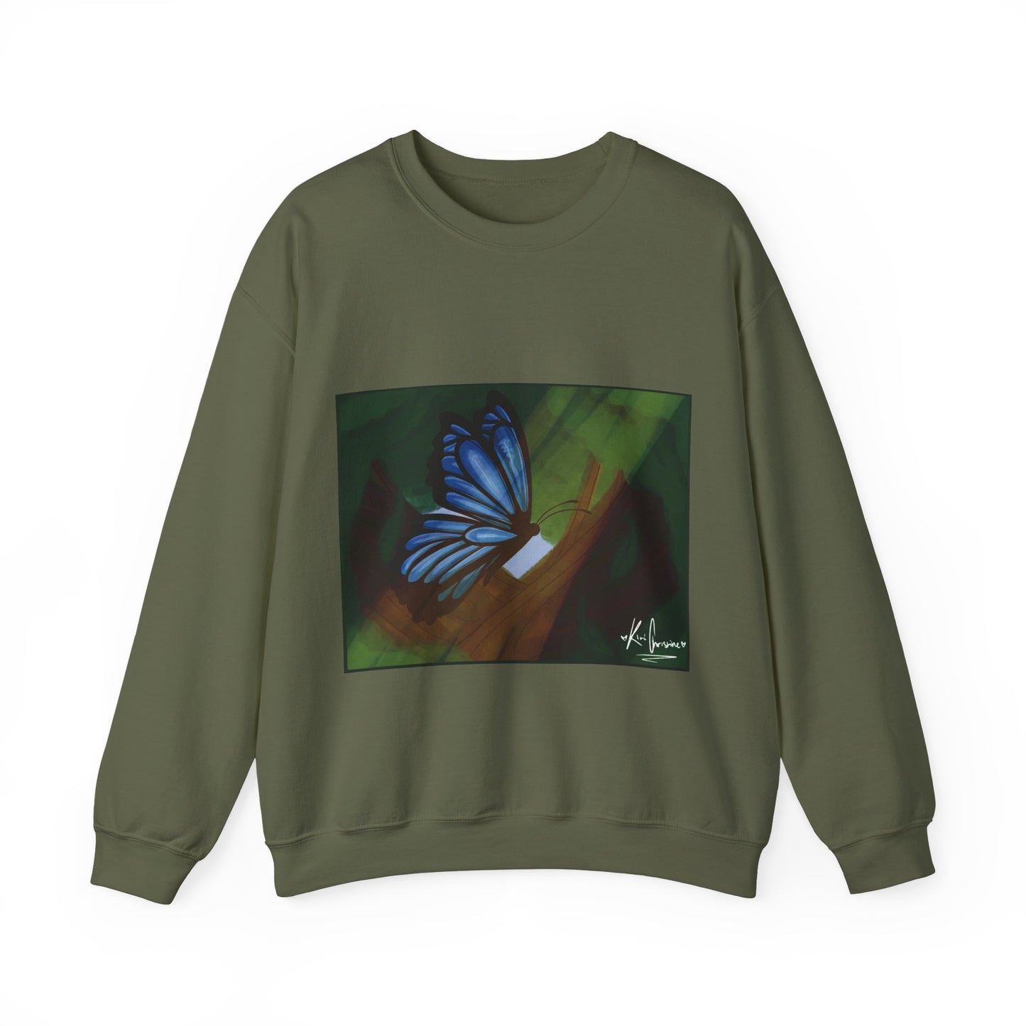 Unisex Heavy Blend™ Crewneck Sweatshirt (Blue Butterfly)