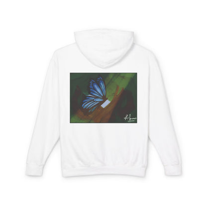 Unisex Lightweight Hooded Sweatshirt (Blue Butterfly V2)