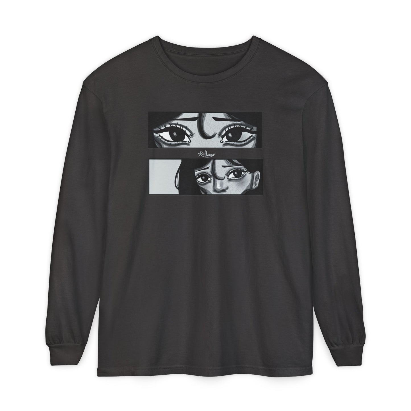 Unisex Garment-dyed Long Sleeve T-Shirt (A Quiet Moment)
