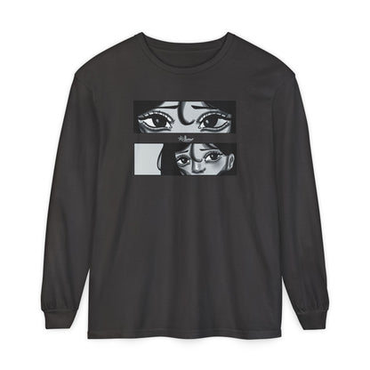 Unisex Garment-dyed Long Sleeve T-Shirt (A Quiet Moment)