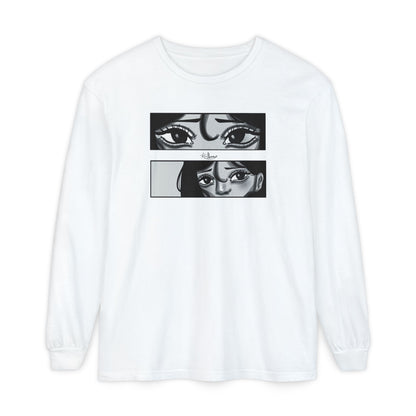 Unisex Garment-dyed Long Sleeve T-Shirt (A Quiet Moment)