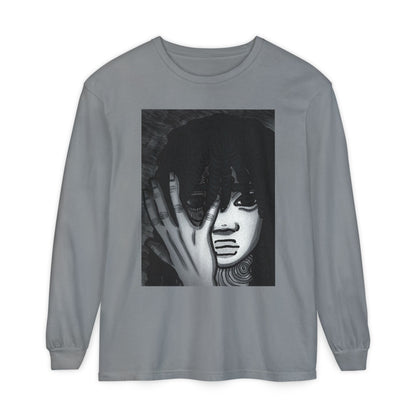 Unisex Garment-dyed Long Sleeve T-Shirt (Fear)