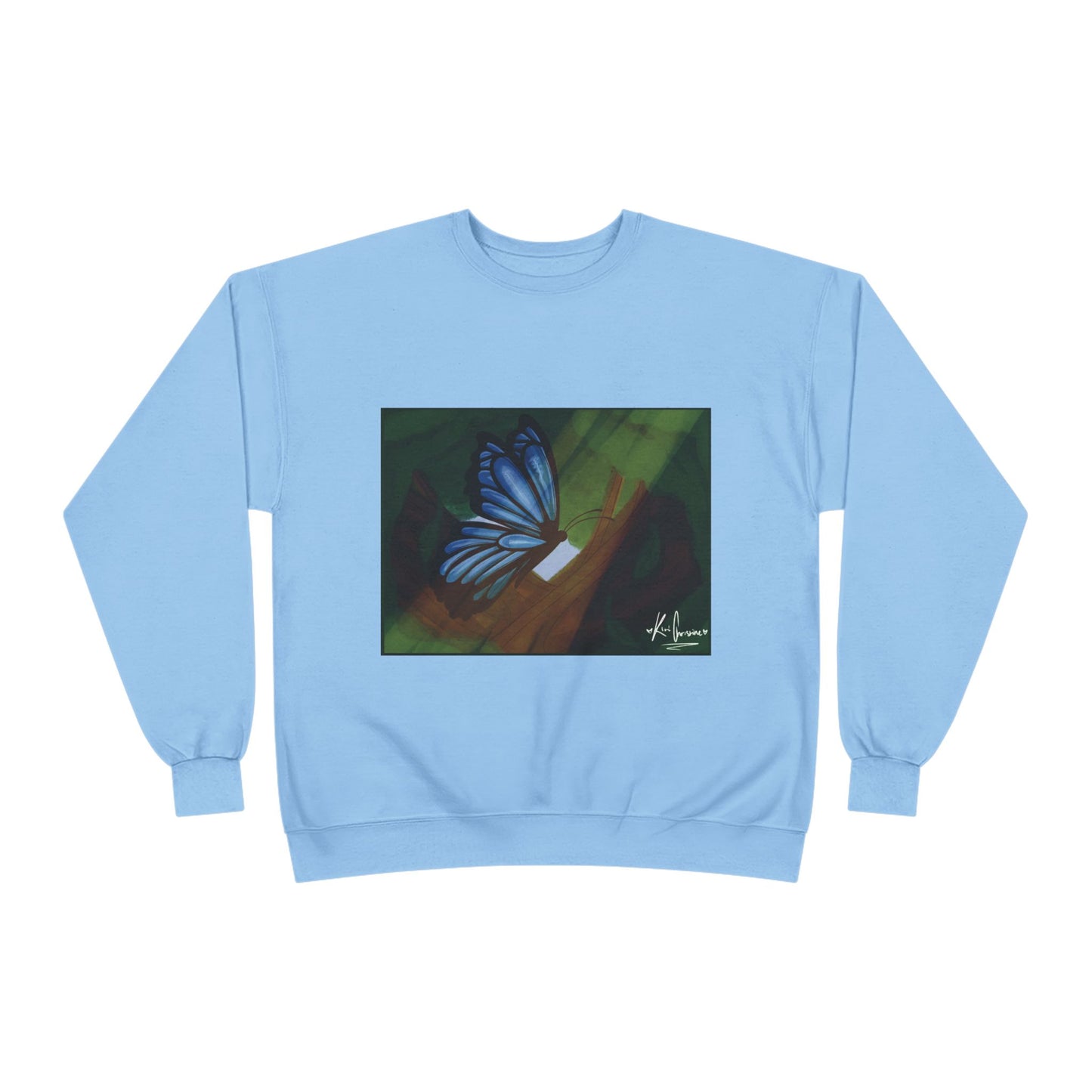 Unisex EcoSmart® Crewneck Sweatshirt (Blue Butterfly)